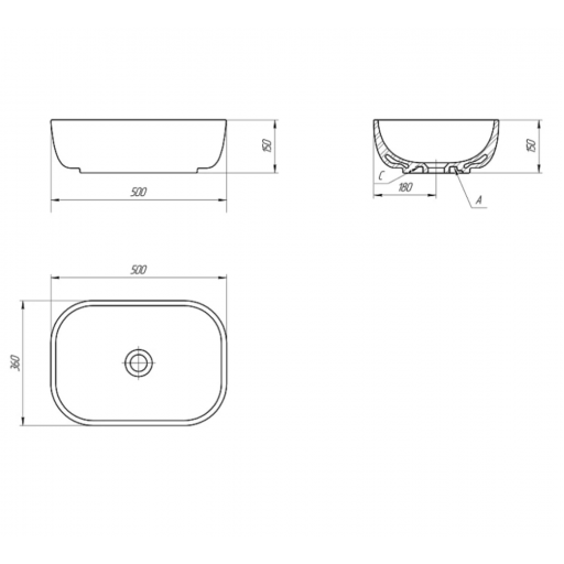 Раковина накладная Церсанит Moduo 50 Square 63570 белая